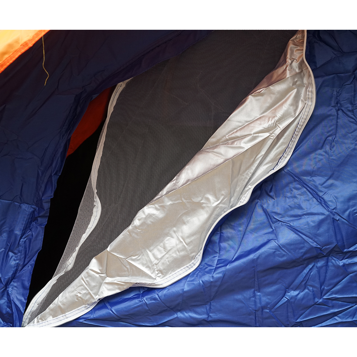 Cort camping 2 persoane albastru-portocaliu pliabil automat pop-up 2 intrari, impermeabil cu protectie UV si plasa anti-insecte 200x200x145cm – imagine 13