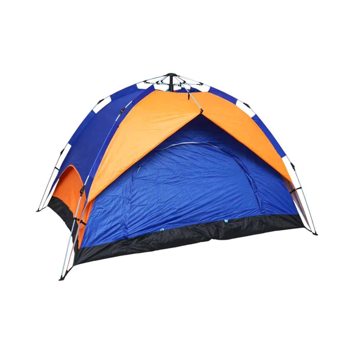 Cort camping 2 persoane albastru-portocaliu pliabil automat pop-up 2 intrari, impermeabil cu protectie UV si plasa anti-insecte 200x200x145cm – imagine 5