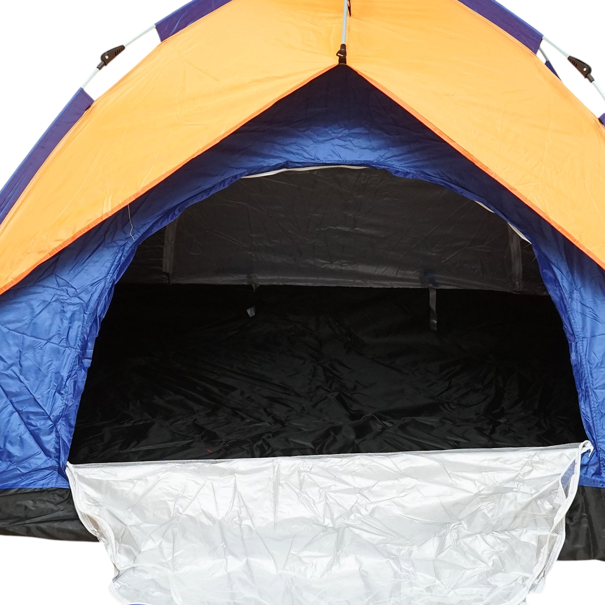 Cort camping 2 persoane albastru-portocaliu pliabil automat pop-up 2 intrari, impermeabil cu protectie UV si plasa anti-insecte 200x200x145cm – imagine 9