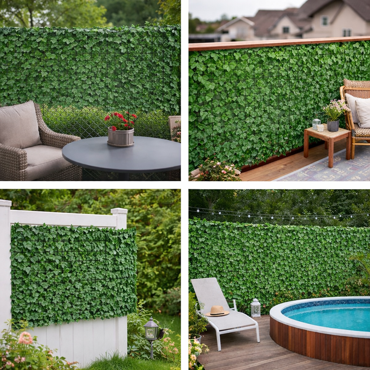 Panou gard viu artificial verde decorativ frunze iedera rola 300x100cm
