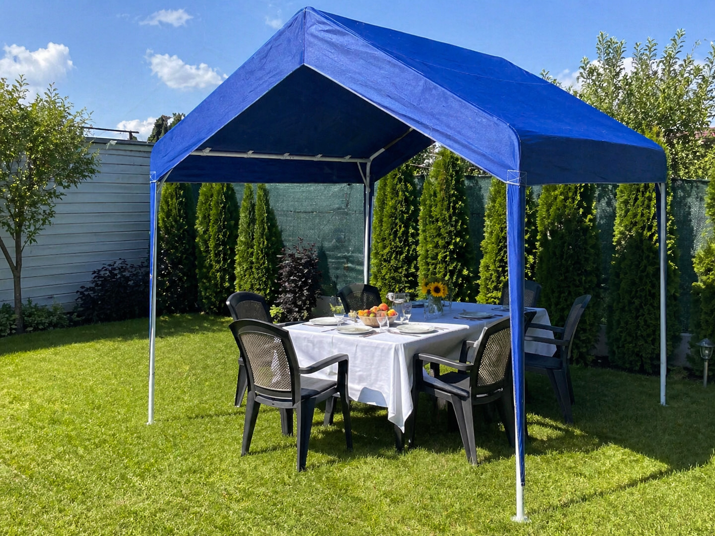 Cort evenimente pavilion gradina 3x3m albastru