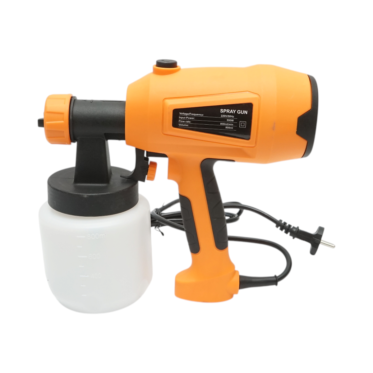Pistol vopsit electric 550W, 220V, debit 800 ml/min, rezervor inferior 800ml, 3 duze incluse – imagine 2