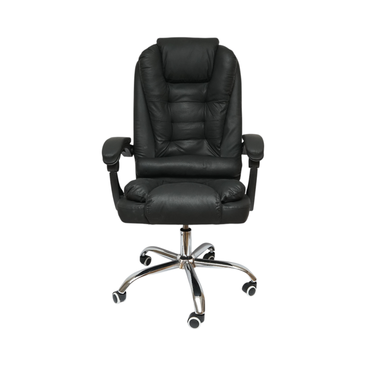 Scaun de birou ergonomic directorial cu suport lombar, piele ecologica neagra, rotativ, spatar si inaltime reglabile – imagine 2