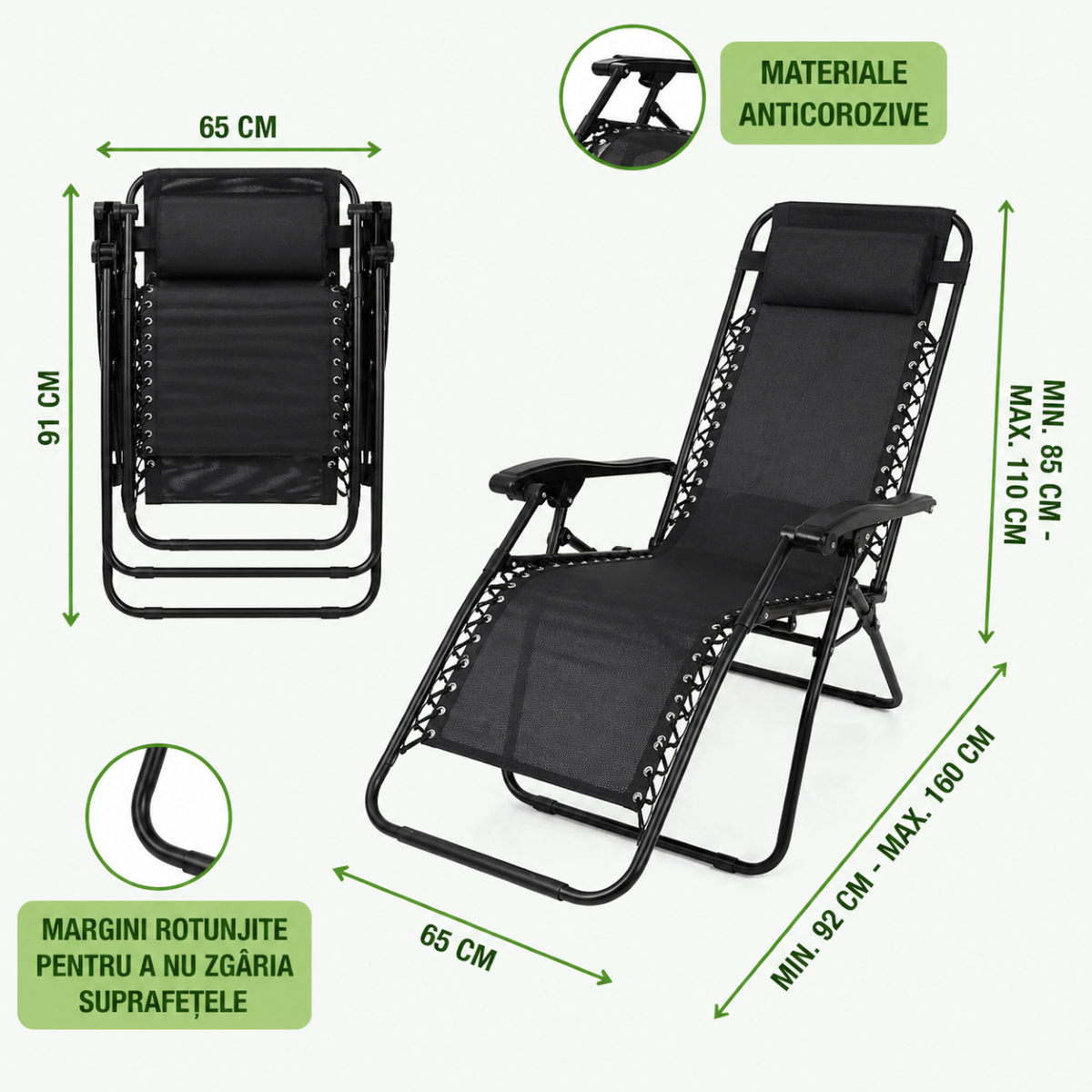 Scaun relaxare pliabil zero gravity