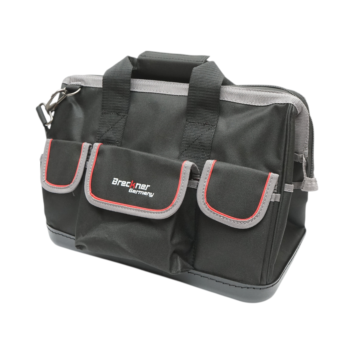 Geanta scule multifunctionala cu 15 buzunare, curea umar, baza din plastic, material textil 31x17x28cm Breckner Germany