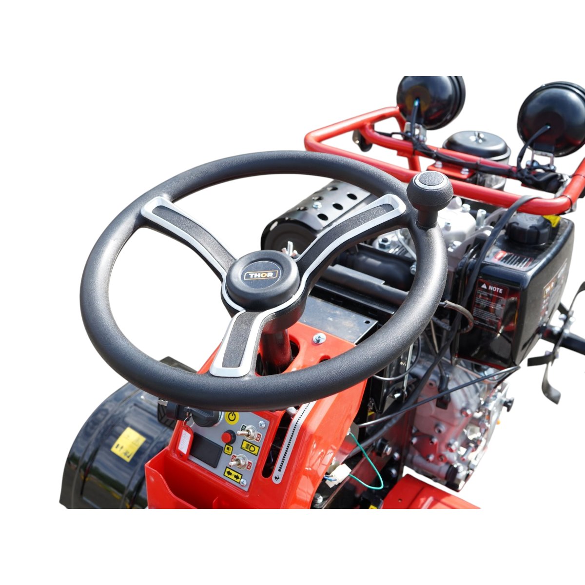  Minitractor agricol articulat 4x4 diesel 17CP, 531cc, 3+1 viteze, 2 cutii de viteze, pornire electrica/manuala, latime lucru 1050mm cu freza, rarita, roti metalice, picior sprijin THOR – imagine 12