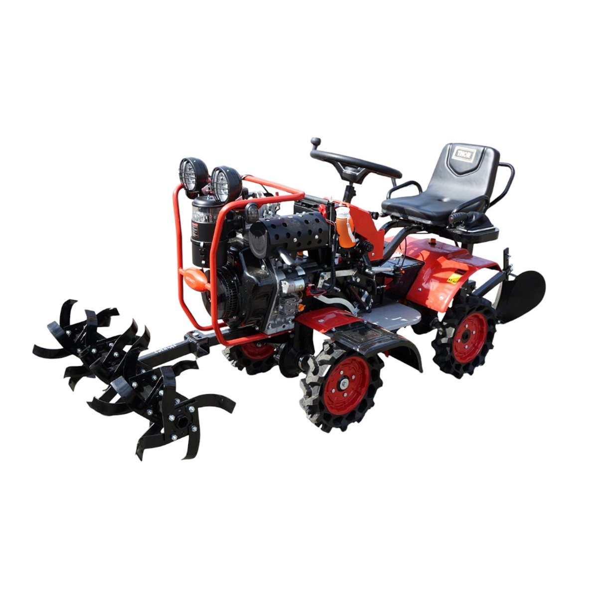  Minitractor agricol articulat 4x4 diesel 17CP, 531cc, 3+1 viteze, 2 cutii de viteze, pornire electrica/manuala, latime lucru 1050mm cu freza, rarita, roti metalice, picior sprijin THOR – imagine 2