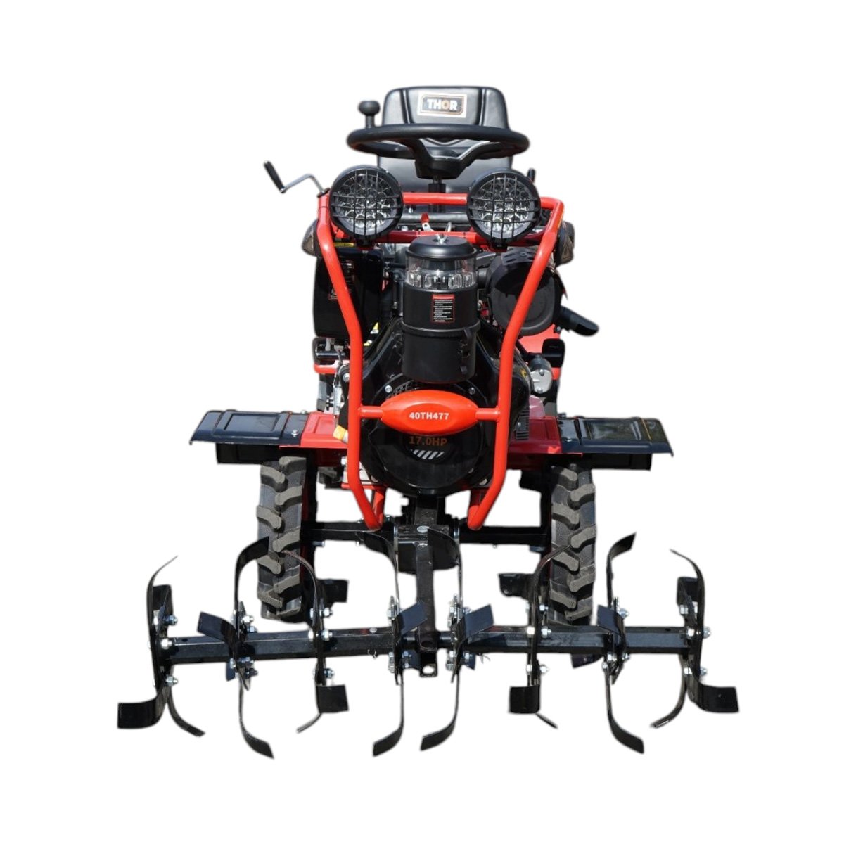  Minitractor agricol articulat 4x4 diesel 17CP, 531cc, 3+1 viteze, 2 cutii de viteze, pornire electrica/manuala, latime lucru 1050mm cu freza, rarita, roti metalice, picior sprijin THOR – imagine 4