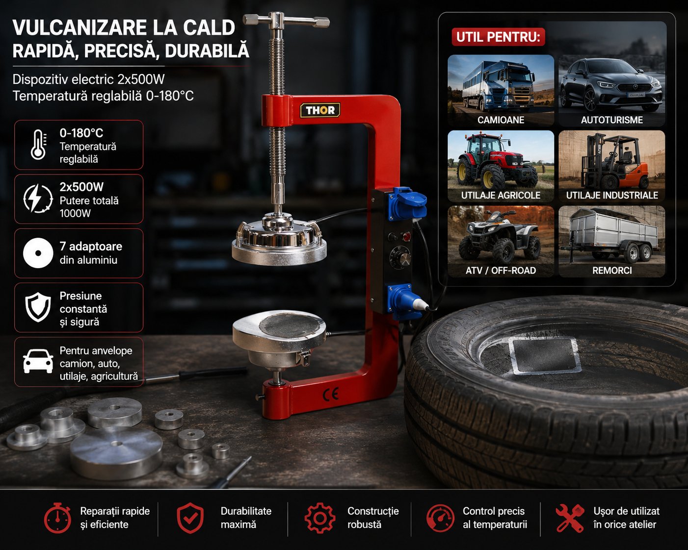 Dispozitiv electric vulcanizare anvelope la cald 2x500W 220V