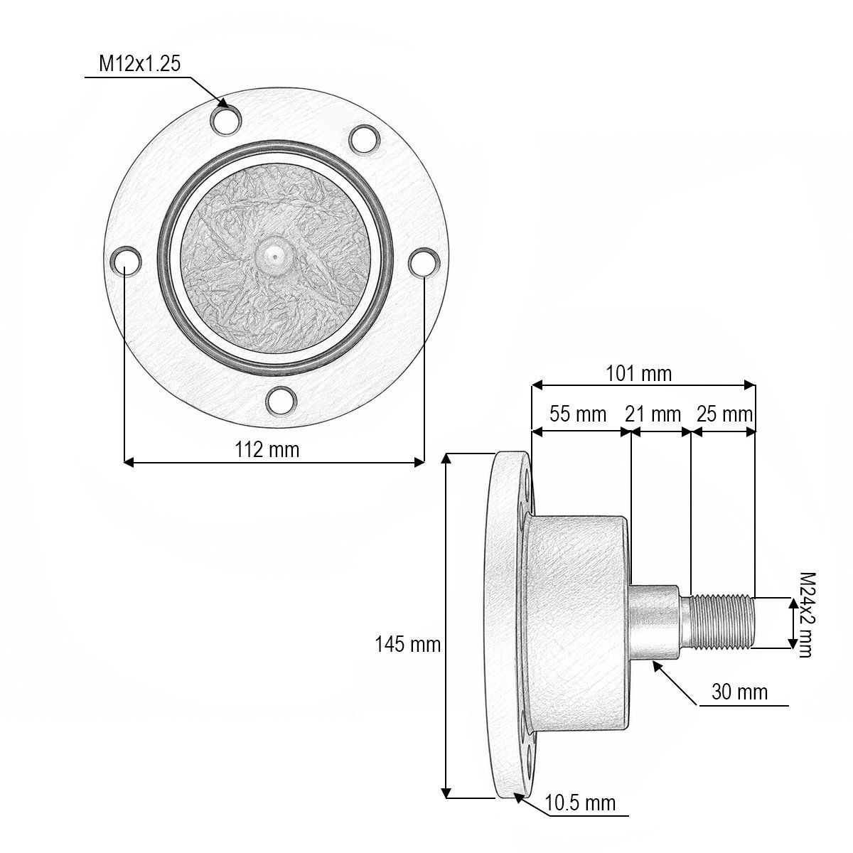 Butuc disc grapa cu talere Kverneland cod OEM A135051530, RF30701X0, IL50-112/5T-M24x2 – imagine 4