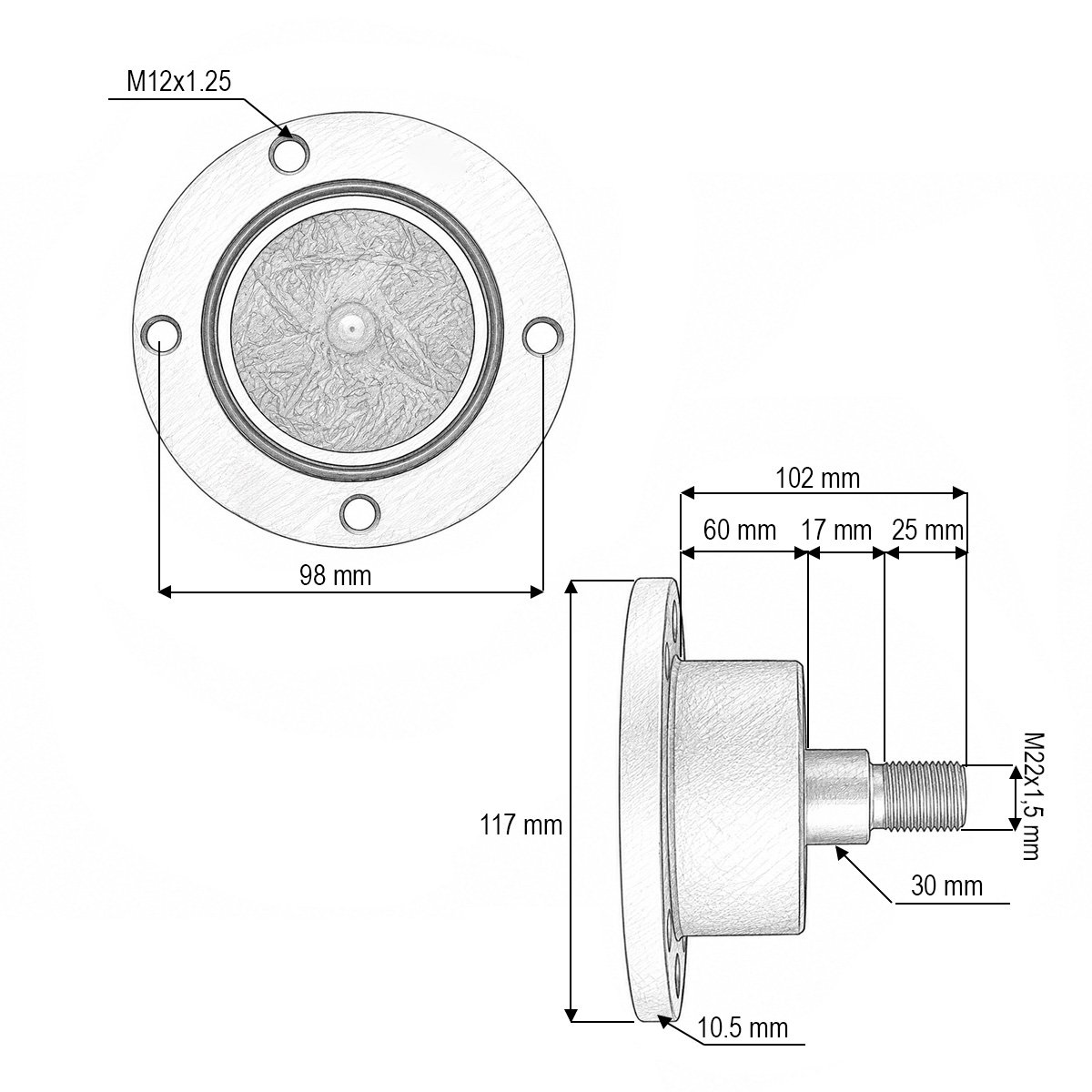 Butuc disc grapa cu talere Vogel Noot, Rabe cod OEM 90314012, RA133200, IL50-98/4T-M24 – imagine 4