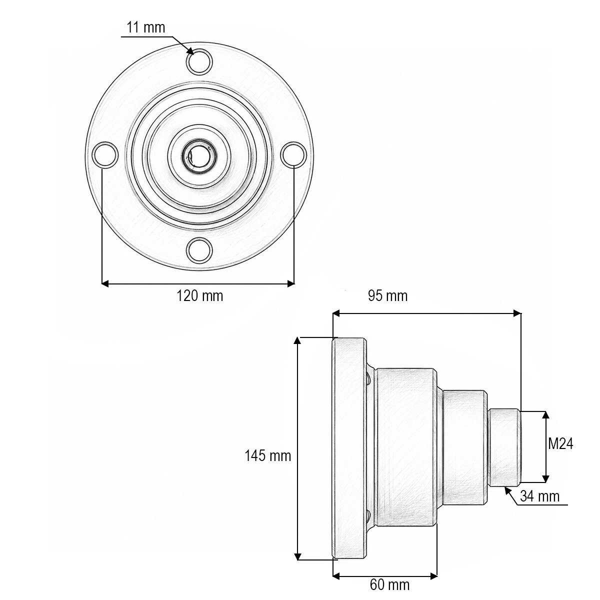 Butuc disc grapa cu talere Amazone Catros cod OEM 78107325, IL50A-120/4H-M20 – imagine 3