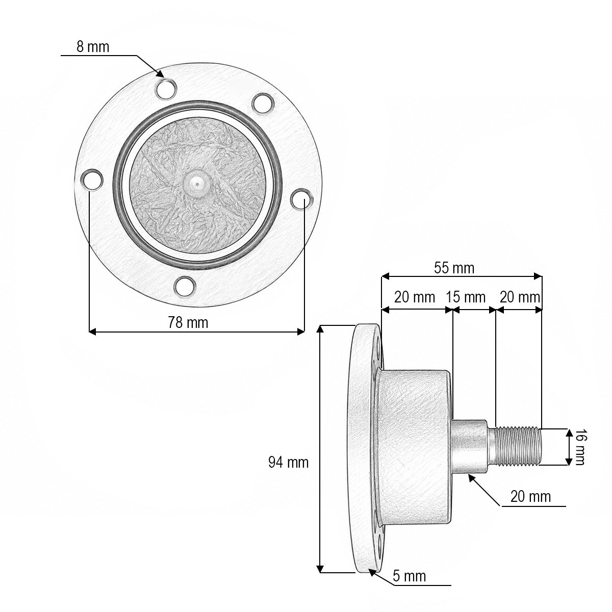 Butuc disc semanatoare cod OEM IL20-80/5H-M16 – imagine 4