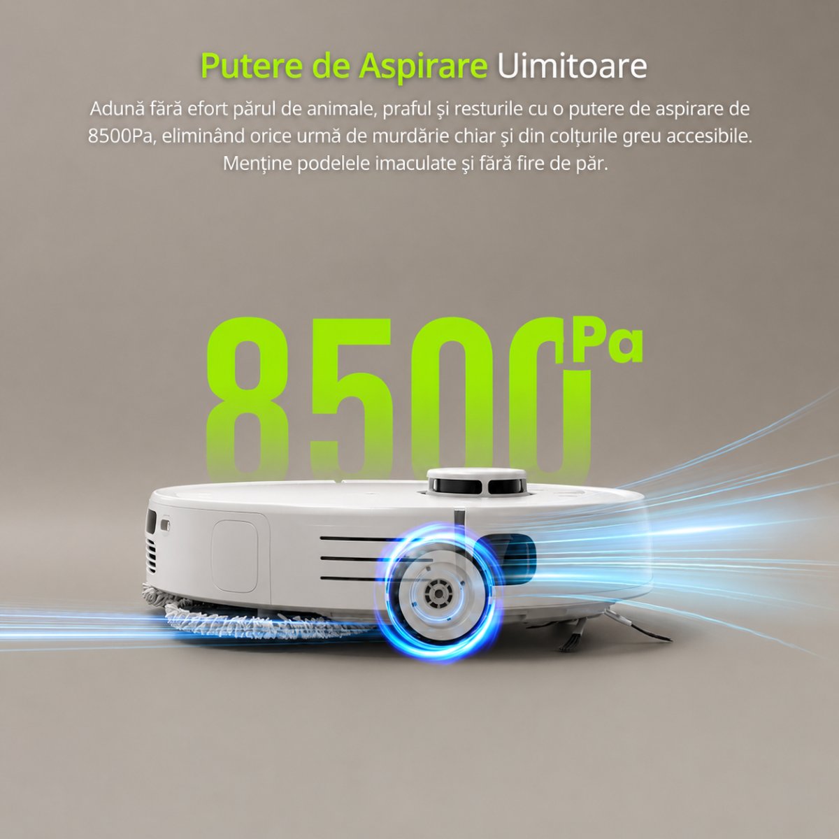 Aspirator robot inteligent cu functie mop 8500Pa, statie auto-golire, navigatie laser LDS, baterie 5200 mAh, perie anti-incurcare, control aplicatie Wi-Fi Extravis – imagine 2