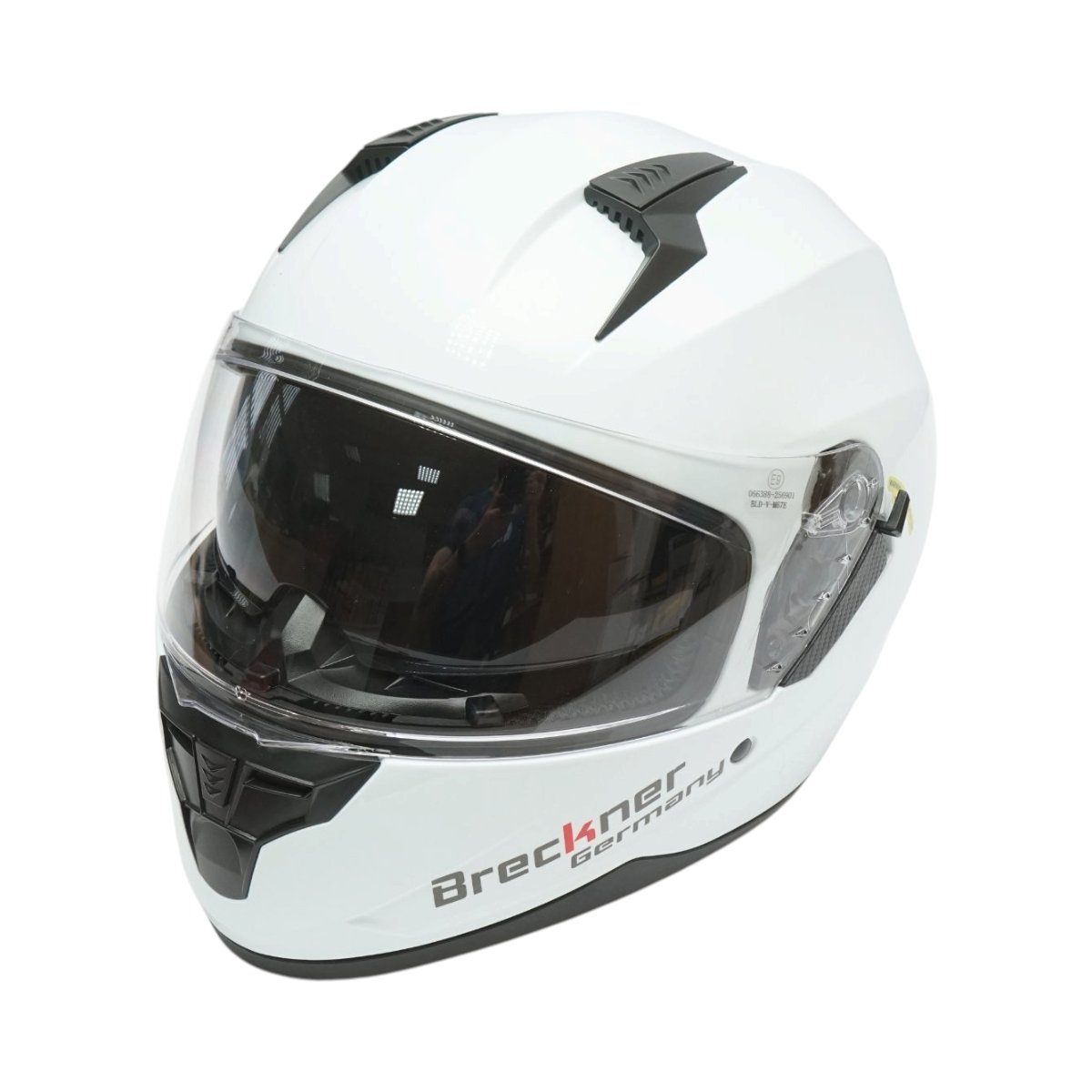 Casca moto integrala alba cu viziera transparenta si ochelari de soare, marimea L Arcane White Breckner Germany