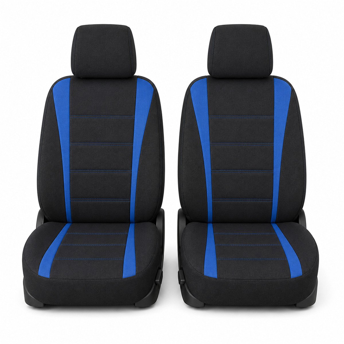Set huse scaune auto universale negru-albastru, material textil 8 piese – imagine 2