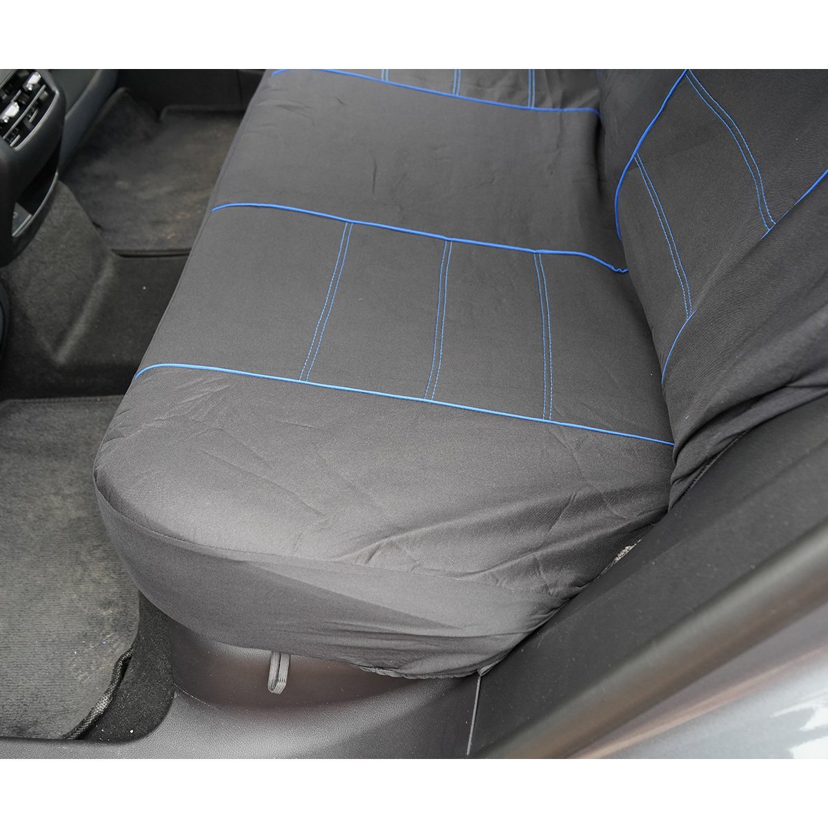 Set huse scaune auto universale negru-albastru, material textil 8 piese – imagine 8