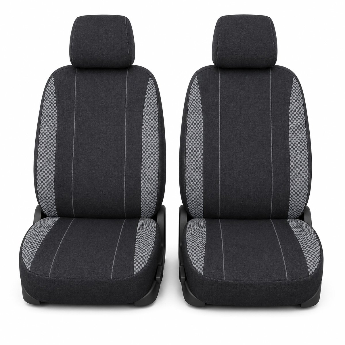 Set huse scaune auto universale negru-gri, material textil 8 piese – imagine 2