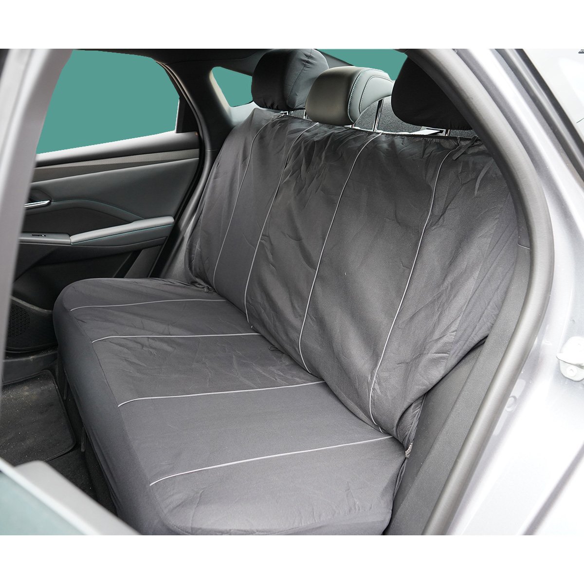 Set huse scaune auto universale negru-gri, material textil 8 piese – imagine 7