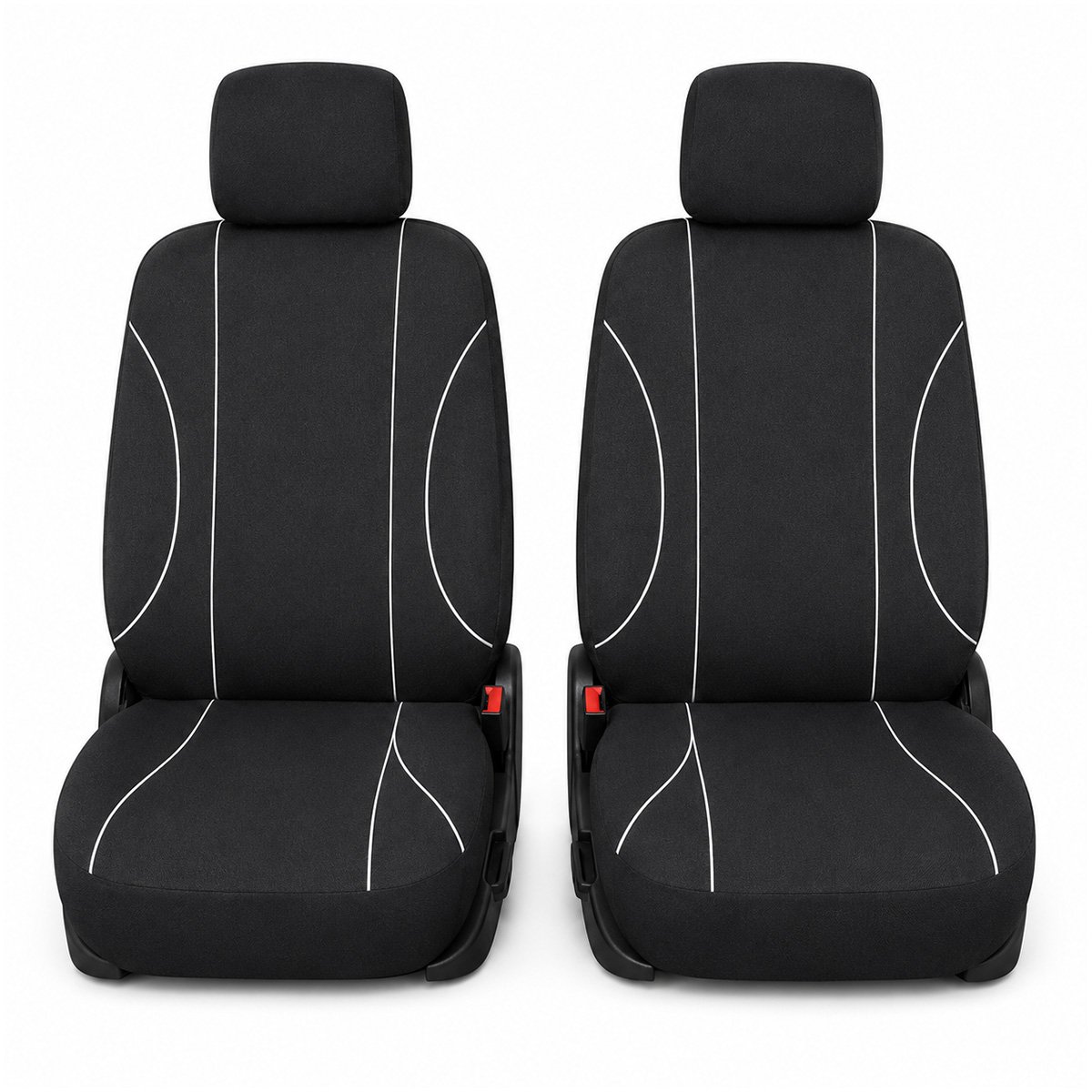Set huse scaune auto universale negru-alb, material textil 8 piese – imagine 2