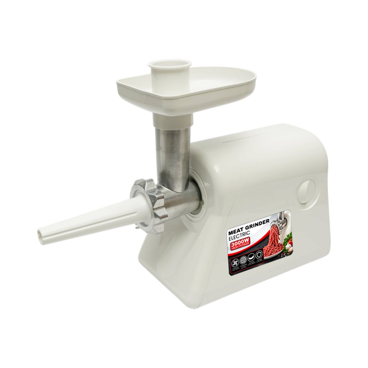 Masina de tocat carne electrica 3000W, 220V, cutit inox, adaptor carnati, 2 site inox 5mm si 7mm incluse Breckner Germany