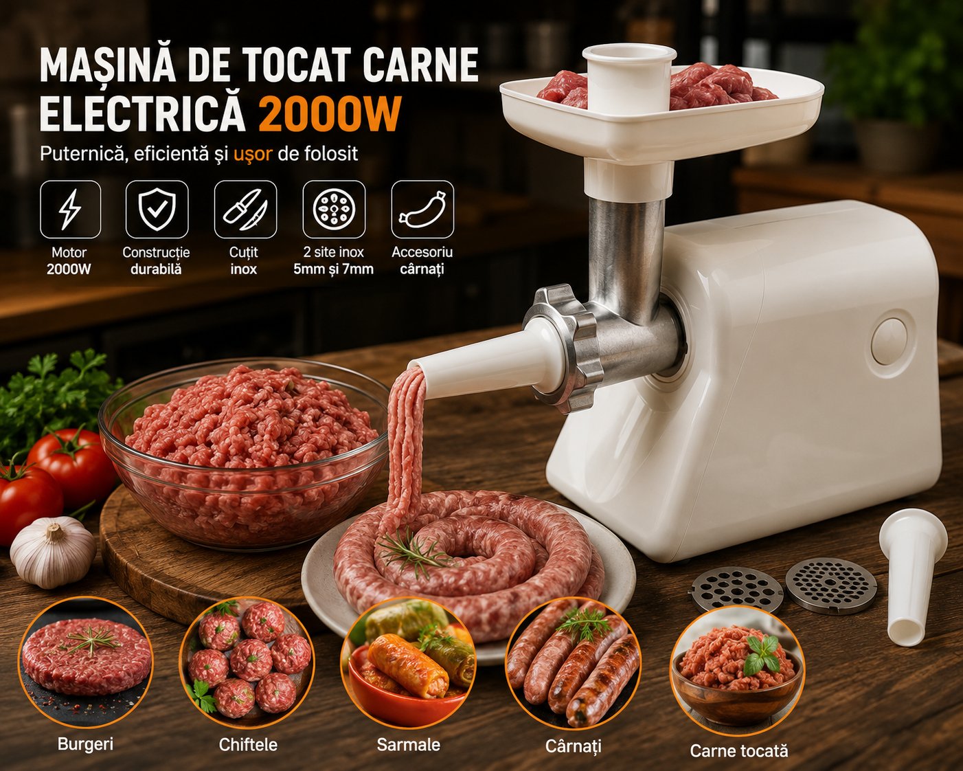 Masina de tocat carne electrica 2000W