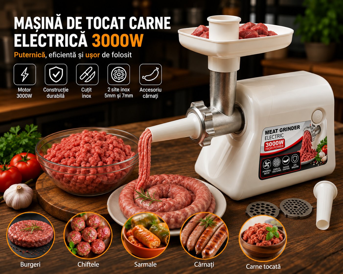 Masina de tocat carne electrica 2000W