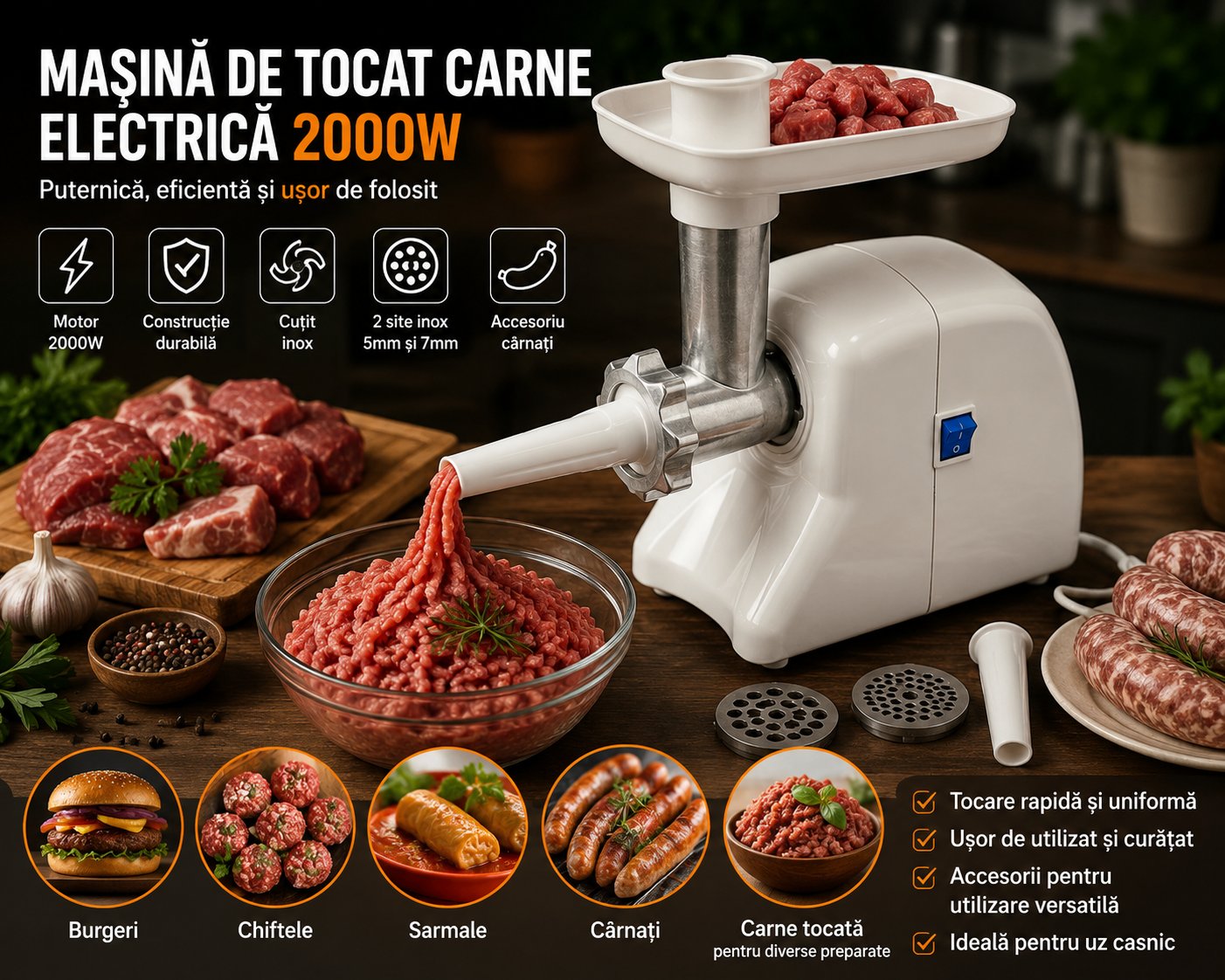 Masina de tocat carne electrica 2000W