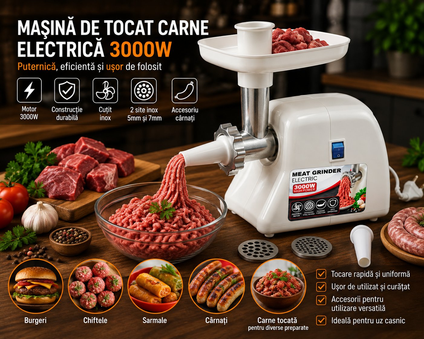 Masina de tocat carne electrica 2000W