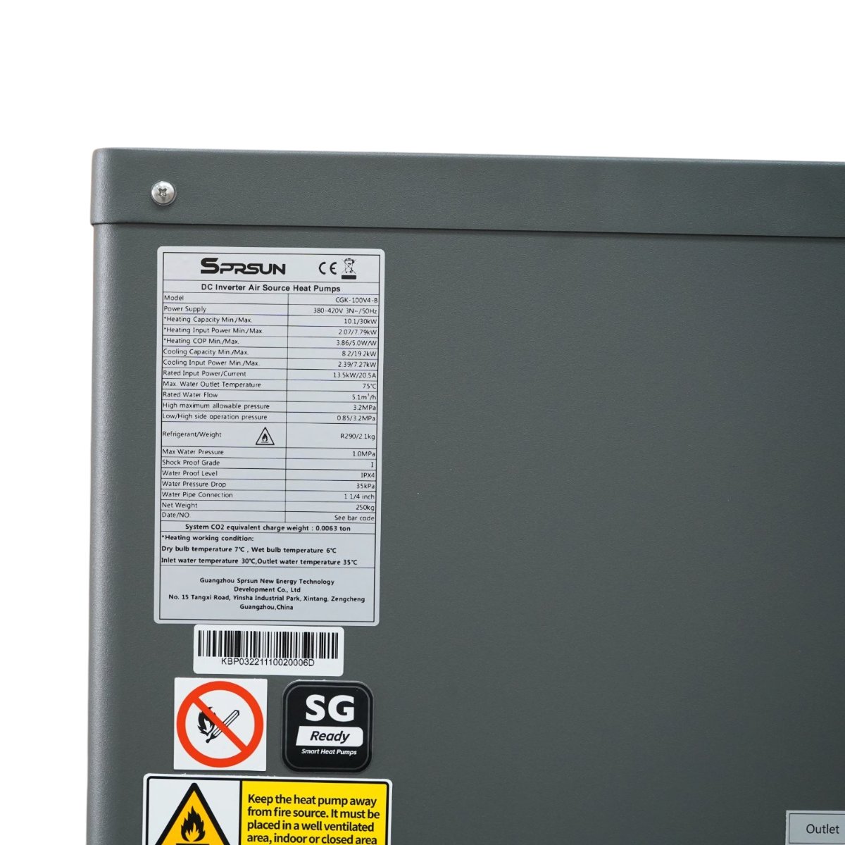 Pompa de caldura aer-apa monobloc 30kW, 380V, 75°C, R290 SPRSUN – imagine 7