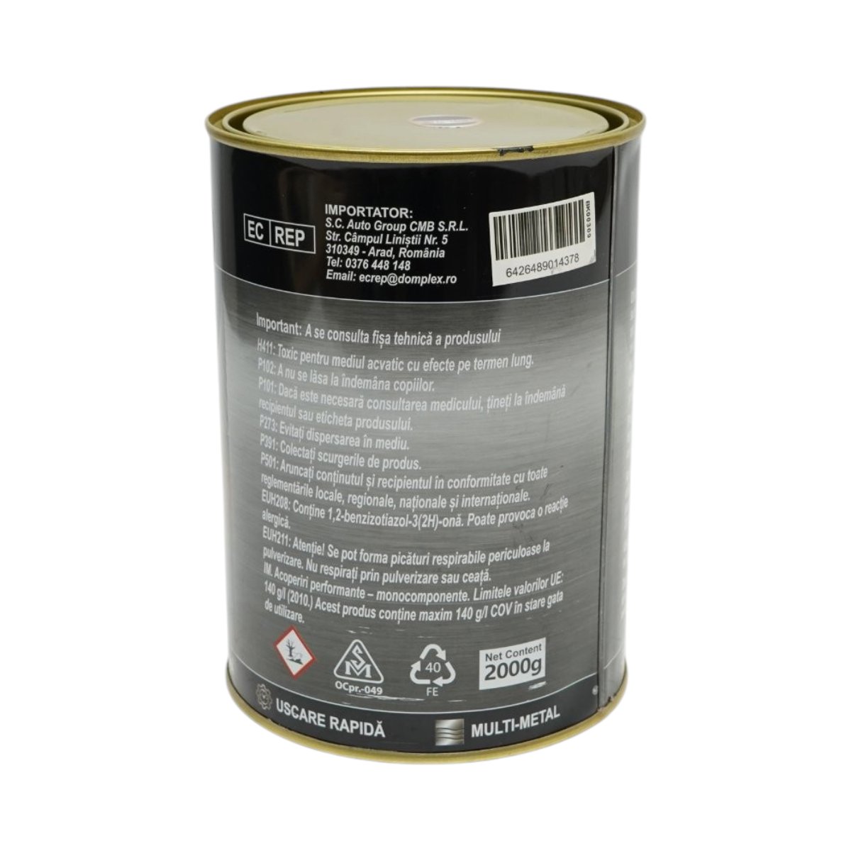 Vopsea email anticoroziva 3 in 1 gri antracit RAL 7016 pentru metal 2kg, direct pe rugina, pe baza de apa Breckner Germany – imagine 3