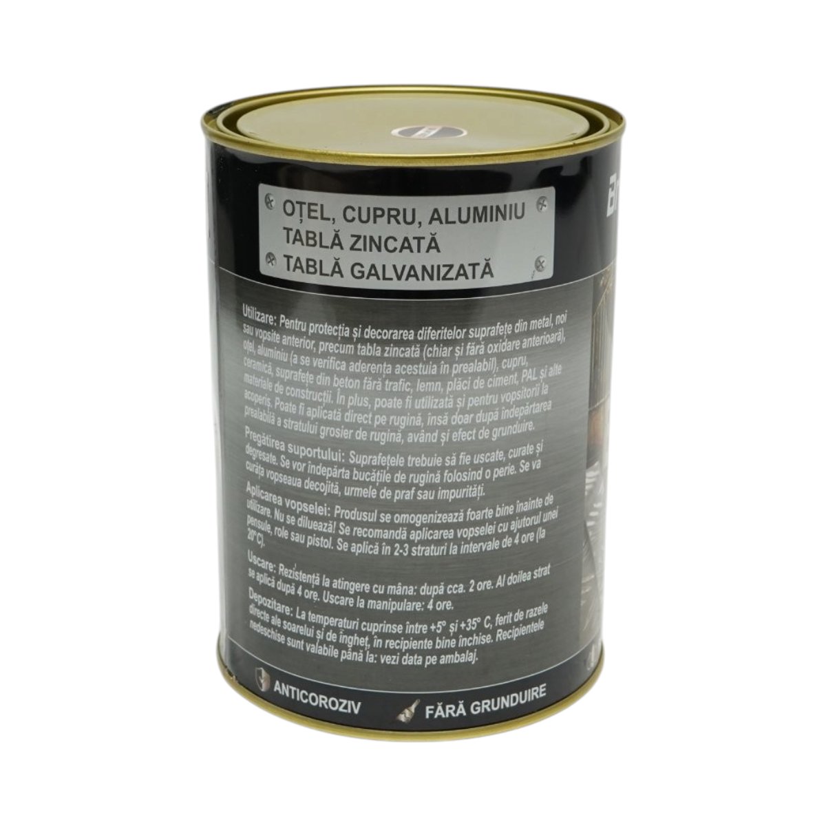 Vopsea email anticoroziva 3 in 1 gri antracit RAL 7016 pentru metal 2kg, direct pe rugina, pe baza de apa Breckner Germany – imagine 4