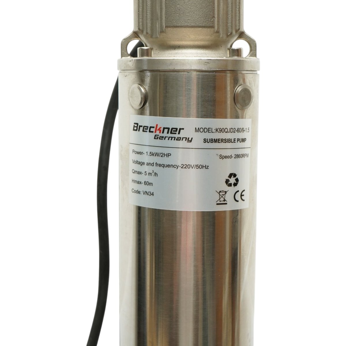 Pompa apa submersibila inox 1.5kW, 220V, D100mm, debit 5 m3/h, inaltime refulare 60m, 9 turbine ceramice, racire pe ulei, panou de control K90QJD2-60/9-1.5 Breckner Germany – imagine 7