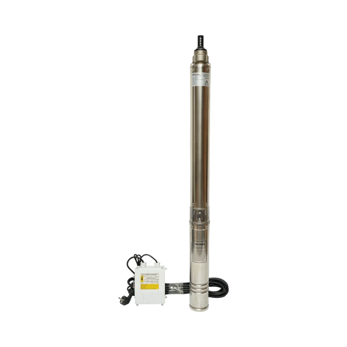 Pompa apa submersibila inox 2.2kW, 220V, D100mm, debit 6 m3/h, inaltime refulare 105m, 15 turbine ceramice, racire pe ulei, panou de control K90QJD2-105/15-2.2 Breckner Germany
