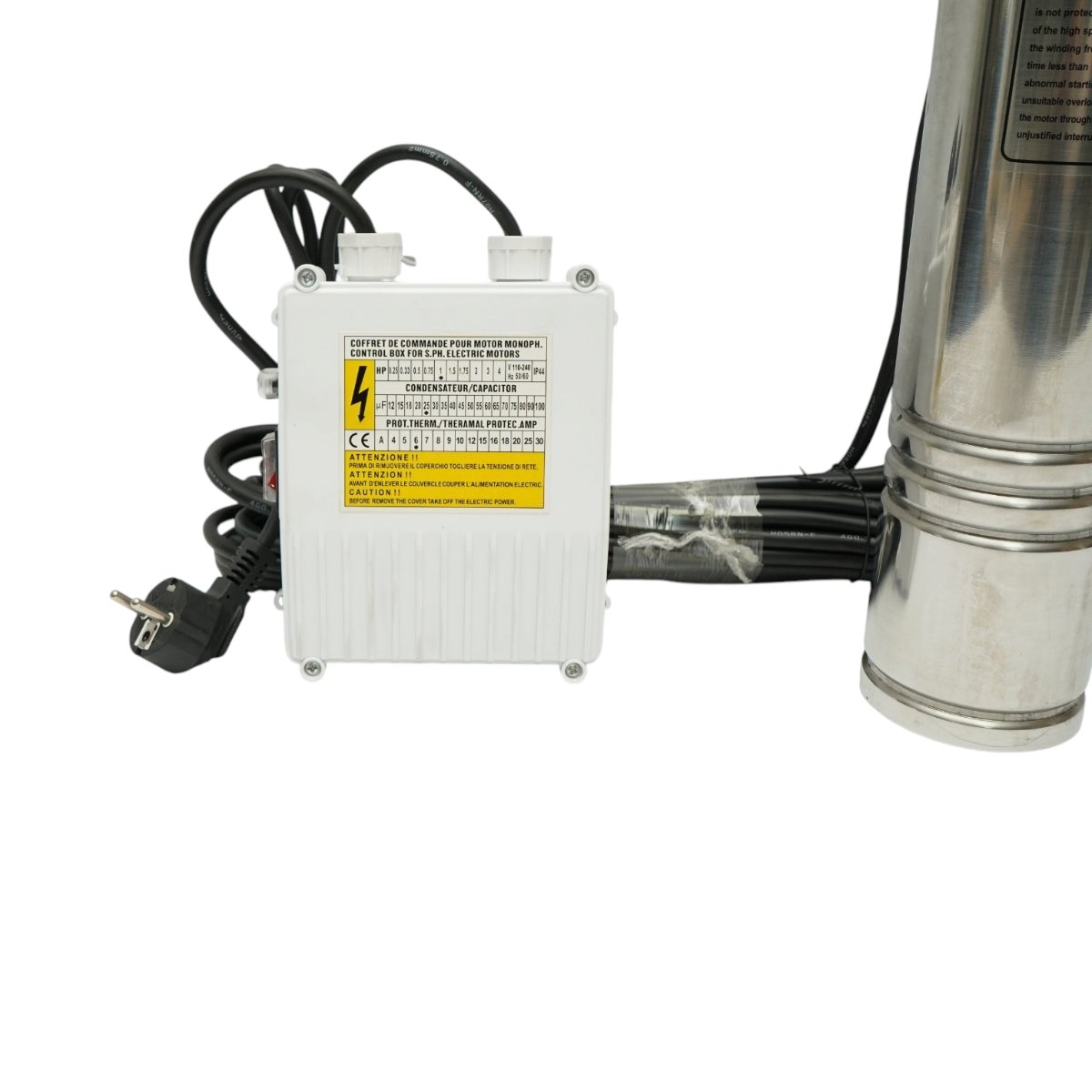 Pompa apa submersibila inox 2.2kW, 220V, D100mm, debit 6 m3/h, inaltime refulare 105m, 15 turbine ceramice, racire pe ulei, panou de control K90QJD2-105/15-2.2 Breckner Germany – imagine 8
