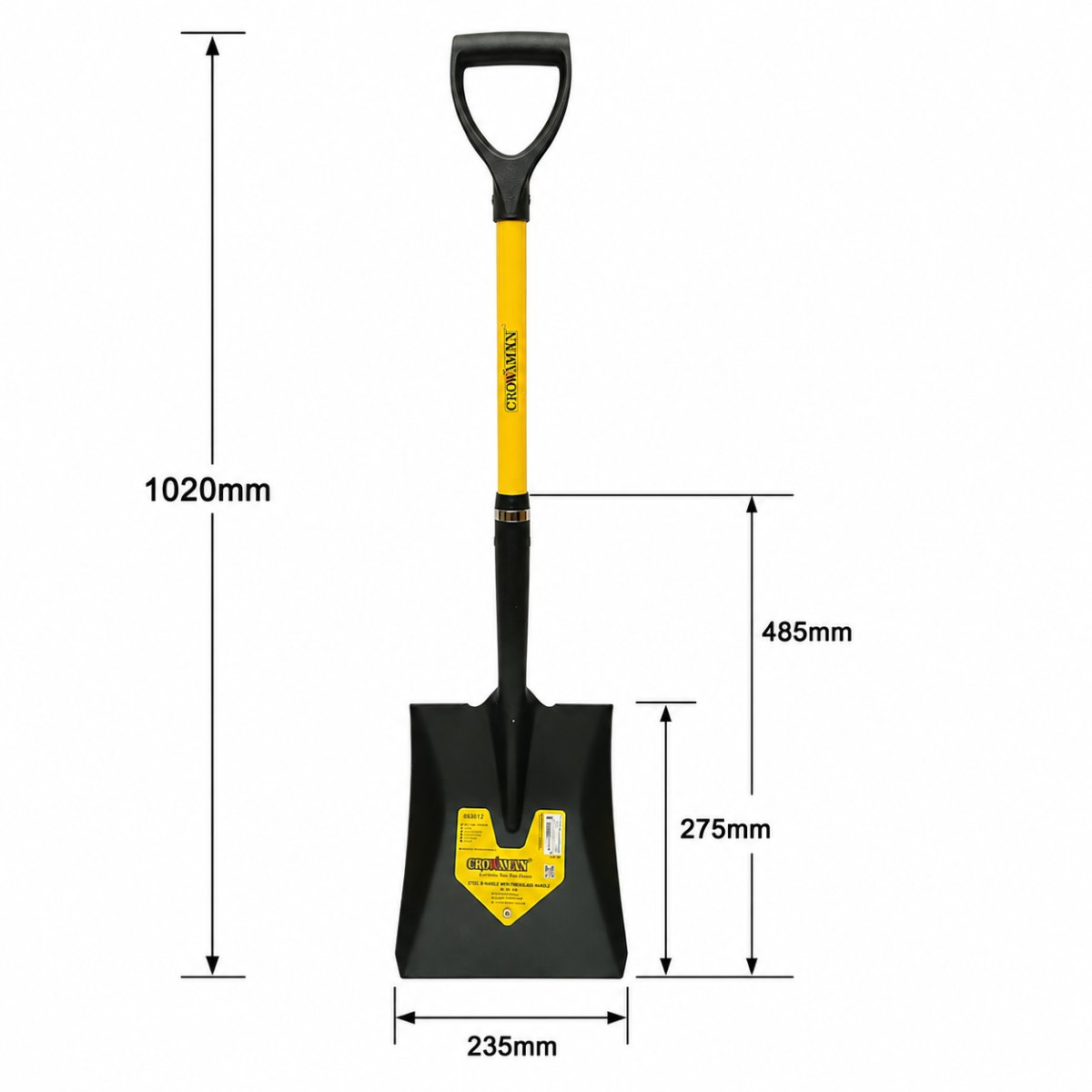 Lopata otel dreapta 235x275x1020mm, coada din fibra de sticla cu maner D Crownman – imagine 2