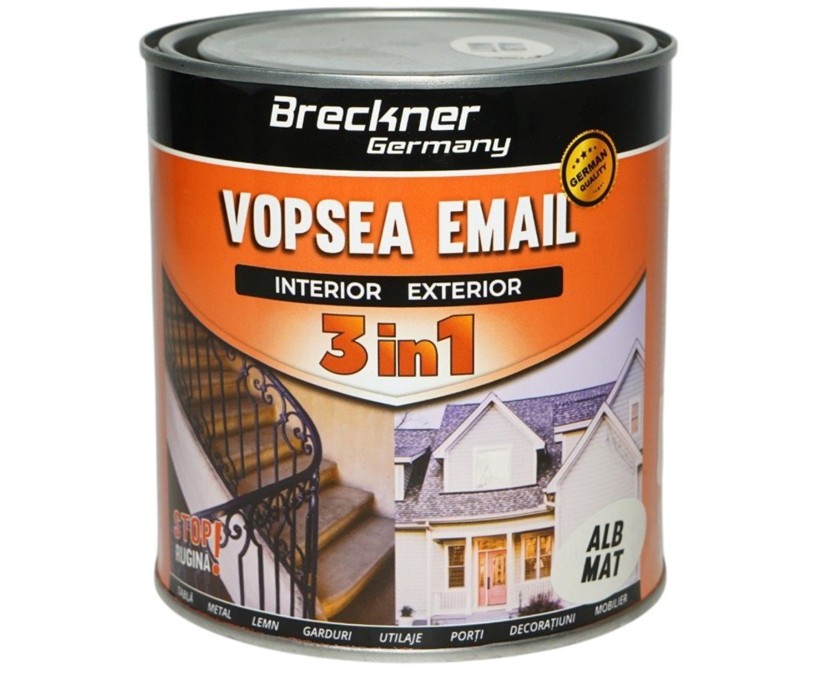 Vopsea email anticoroziva 3 in 1 Breckner Germany alb mat 1L