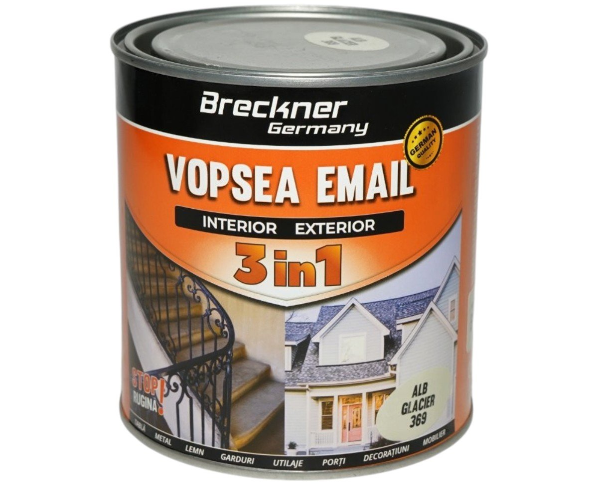 Vopsea email anticoroziva 3 in 1 Breckner Germany alb glacier 369 1L