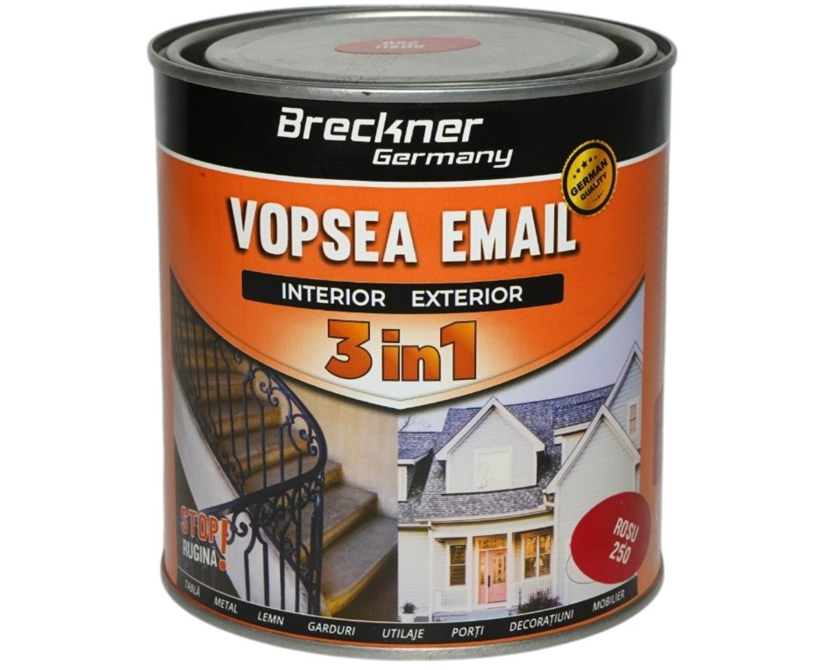 Vopsea email anticoroziva 3 in 1 Breckner Germany rosu 250 1L