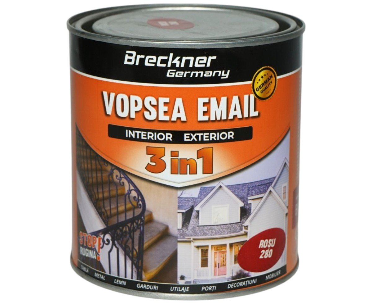 Vopsea email anticoroziva 3 in 1 Breckner Germany rosu 280 1L