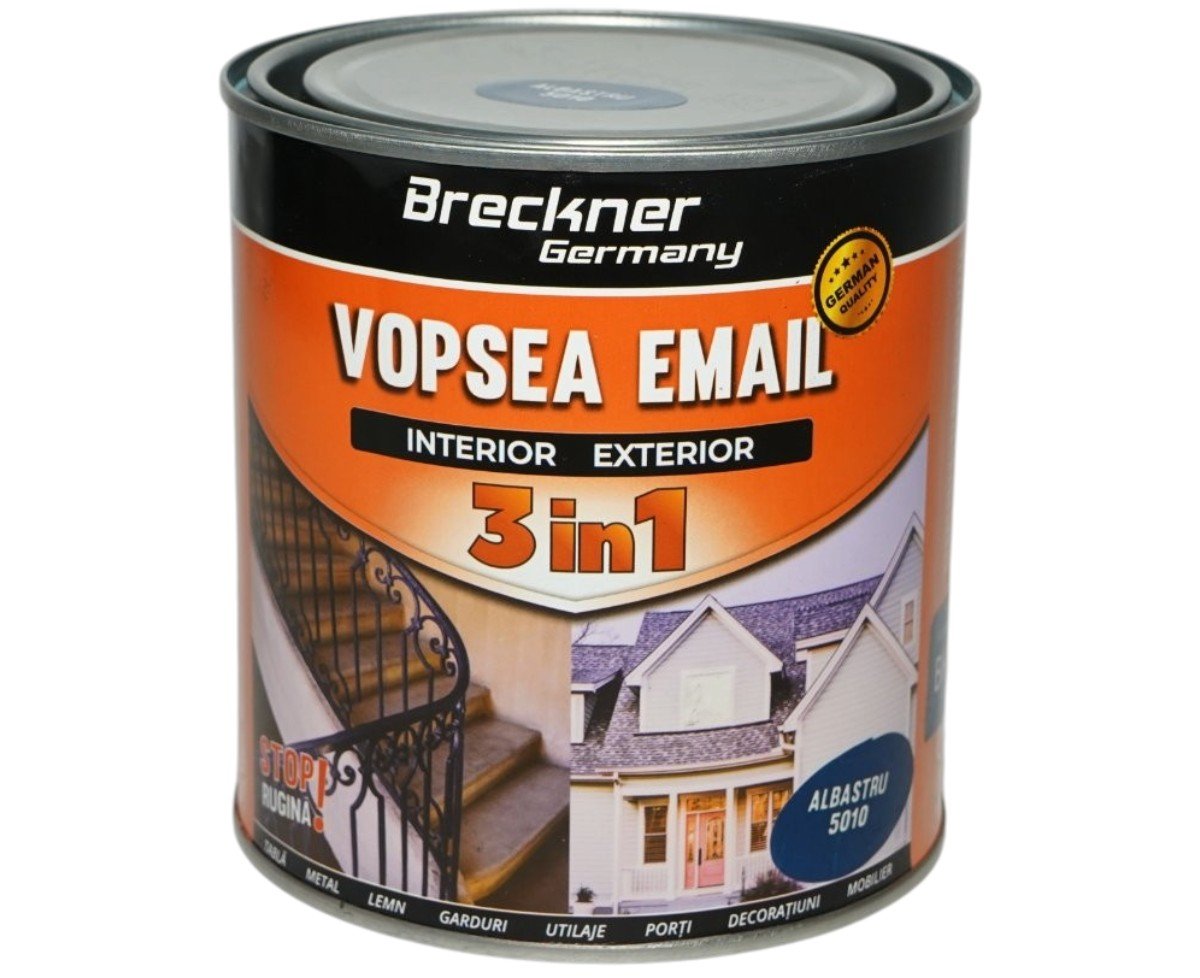 Vopsea email anticoroziva 3 in 1 Breckner Germany albastru 5010 1L