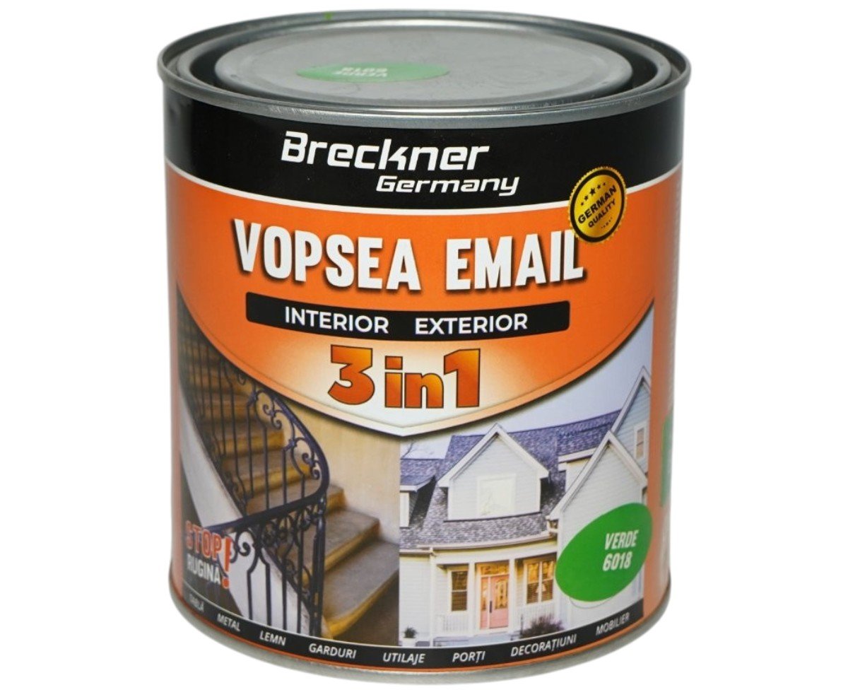 Vopsea email anticoroziva 3 in 1 Breckner Germany verde 6018 1L