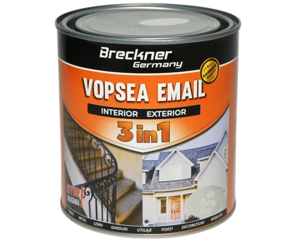 Vopsea email anticoroziva 3 in 1 Breckner Germany gri platin D69 1L