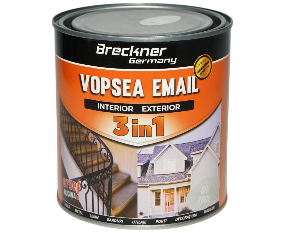Vopsea email anticoroziva 3 in 1 Breckner Germany gri 7001 1L