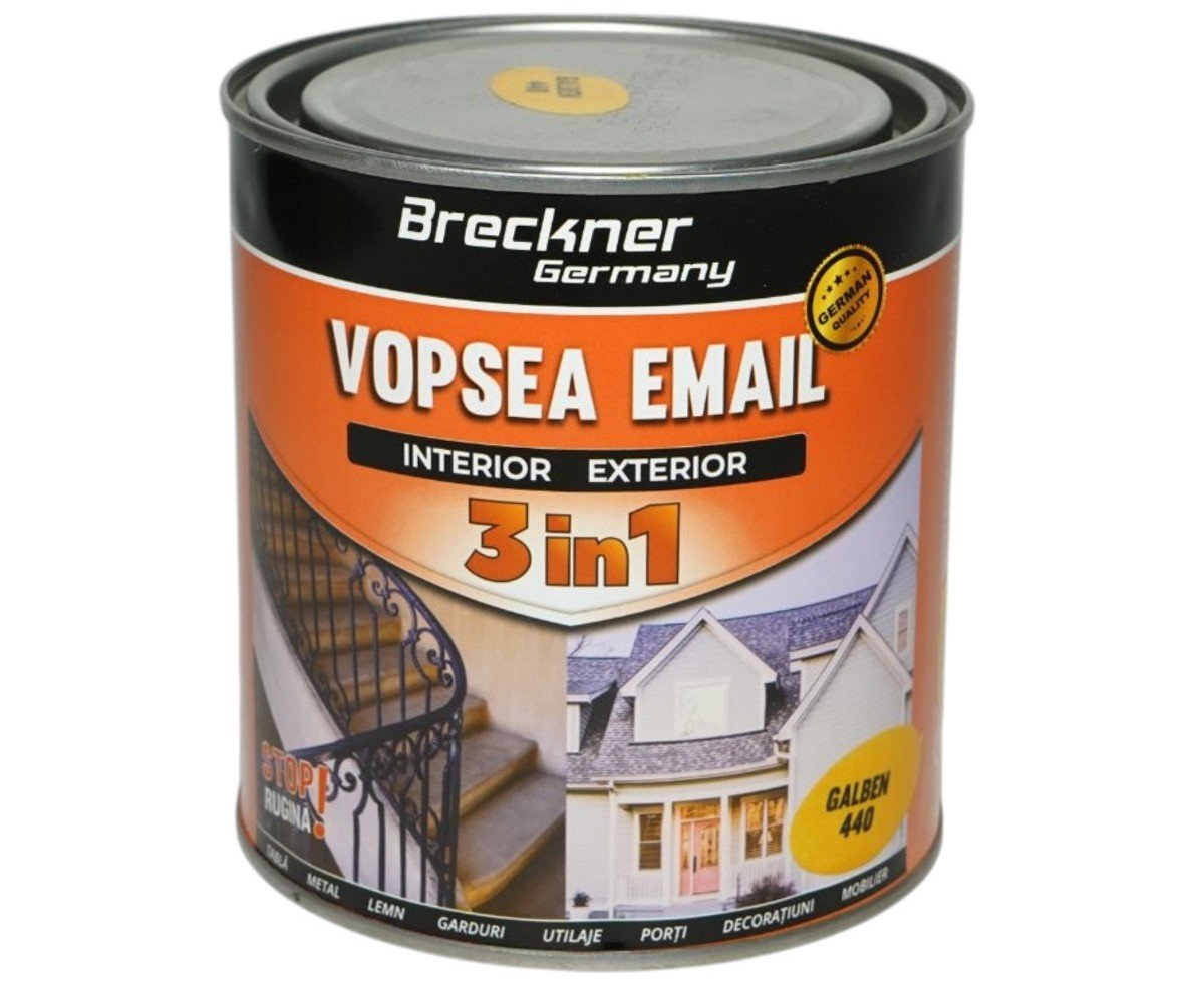Vopsea email anticoroziva 3 in 1 Breckner Germany galben 440 1L