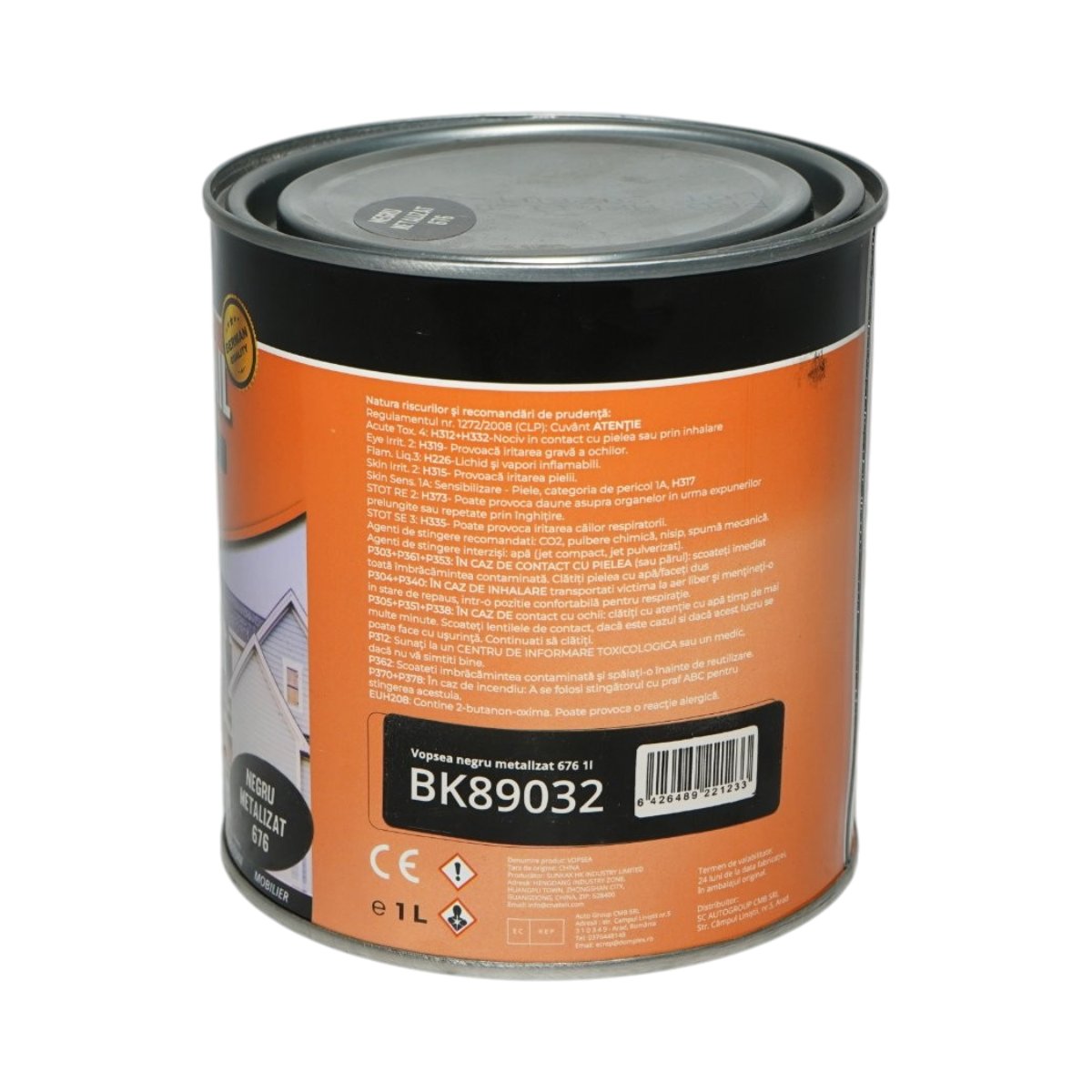 Vopsea email anticoroziva 3 in 1 negru metalizat 676 pe baza de solvent 1L, direct pe rugina, interior si exterior Breckner Germany – imagine 3
