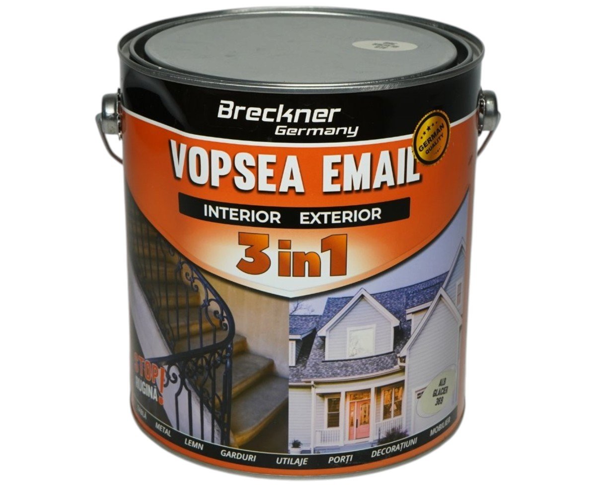 Vopsea email anticoroziva 3 in 1 Breckner Germany alb glacier 369 1L
