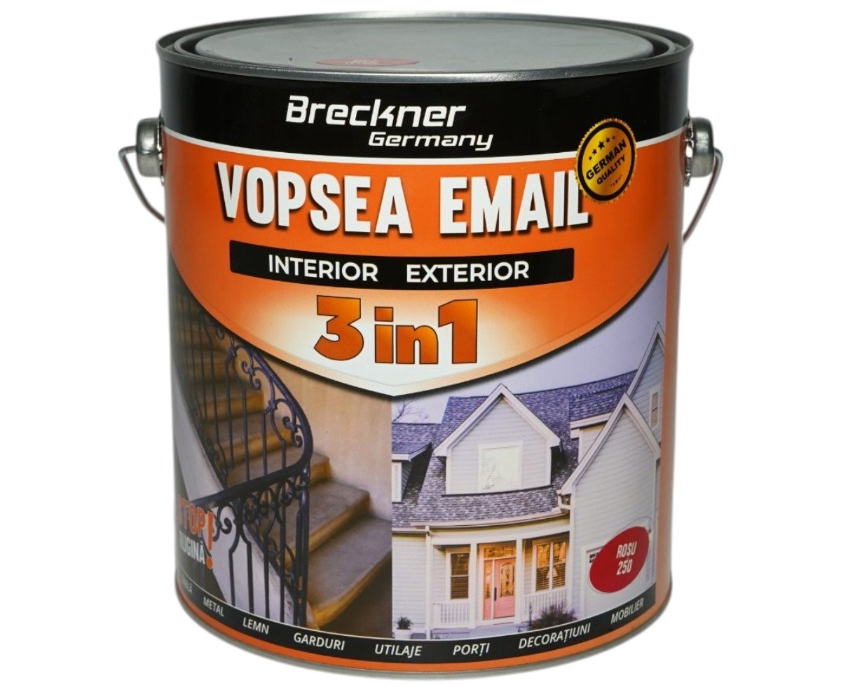 Vopsea email anticoroziva 3 in 1 Breckner Germany rosu 250 1L