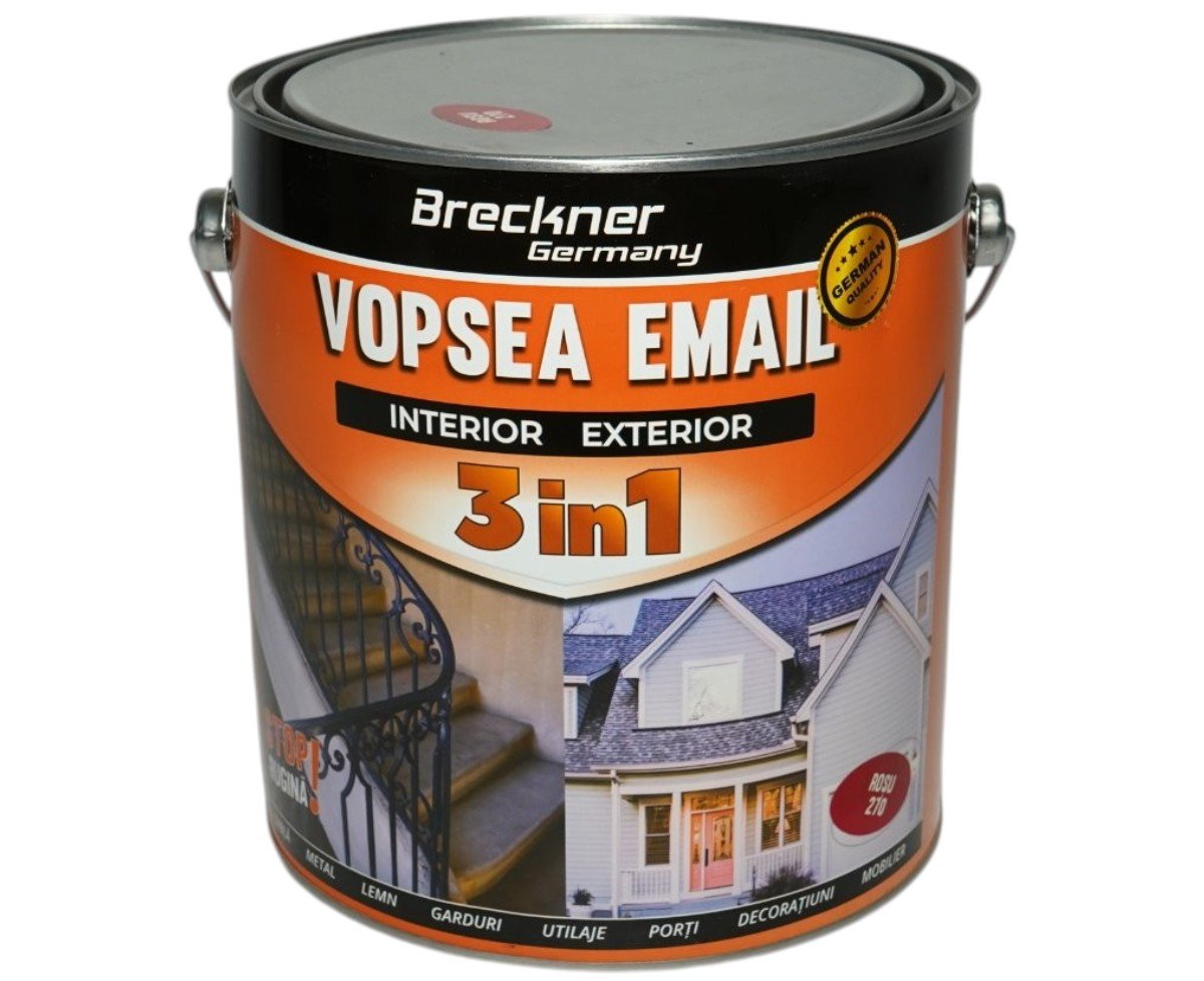 Vopsea email anticoroziva 3 in 1 Breckner Germany rosu 270 1L