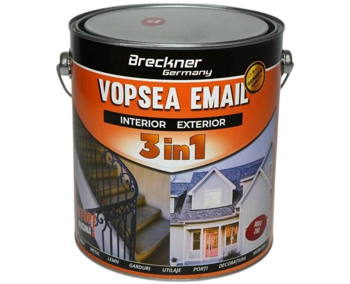 Vopsea email anticoroziva 3 in 1 Breckner Germany rosu 280 1L